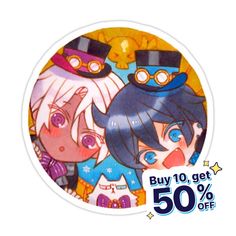 an image of two anime characters on a sticker