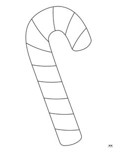 a candy cane is shown in black and white, with the outlines on it