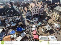 an aerial view of the old town square in germany