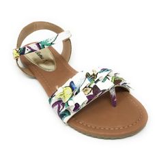 A pair of VictoriaK sandals printed floral material and ruffels across the front, offers a combination of comfort and style. The rubber sole adds comfort. This trendy, sleek and chic look wears well anytime through out the day or a night. An elegant pair ofVictoria K Sandals adds flair to your everyday wardrobe and these come in a range of colors. Size: 7. Color: Purple. Gender: female. Age Group: adult. Trendy Footwear, Strappy Sandals Gladiators, Comfort Sandals, Strap Sandals Women, Fashion Sandals, Womens Sandals Flat, Comfortable Sandals, Everyday Wardrobe, Ankle Strap Sandals