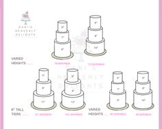 the sizes of wedding cakes are shown in this diagram