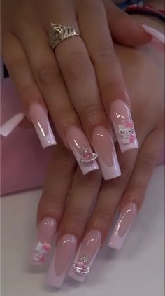 Hello Kitty Nails, Really Cute Nails, Acrylic Nails Coffin Pink, Soft Nails, Cat Nails, Kawaii Nails, Short Acrylic Nails Designs