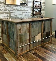 a bar made out of metal and wood