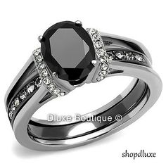 a black and white diamond ring set