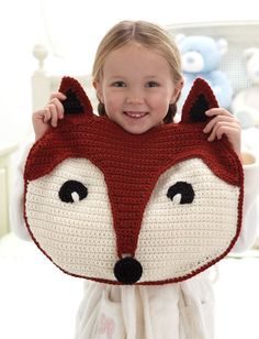 Foxy PJ Pillow Pj Pillow, Crocheted Pillow, Fox Pillow, Kids Crochet Pattern, Crocheted Fox Pattern, Easy Crochet Patterns Free, Crochet Pillows, Haken Baby, Crochet Cushions