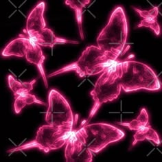 some pink butterflies on a black background with lightening in the middle and bottom half