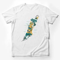 Vermont Outdoor Adventure Graphic T-Shirt, Colorful Hiking and Skiing Design, Unisex Male T-Shirt Custom graphic T-Shirt.Customize your color White Crew Neck T-shirt For Surfing, White Surfing Shirt With Graphic Print, White Graphic Print Surfing Shirt, Casual Crew Neck T-shirt For Snowboarding, Casual T-shirt With Graphic Print For Snowboarding, White Crew Neck Top For Snowboarding, White Tops With Sublimation Print For Outdoors, White Tops With Sublimation Print For Outdoor Activities, Sporty White T-shirt For Outdoor Activities