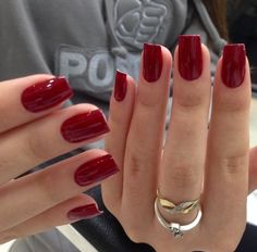 Red Acrylic Nails, Burgundy Nails, Nail Fungus, Short Acrylic Nails, Square Nails, Cute Acrylic Nails, Nail Manicure, Red Nails