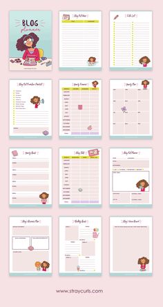 the printable planner page is shown in pink and blue