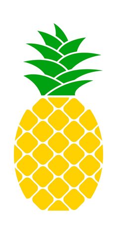 a yellow and green pineapple on a white background