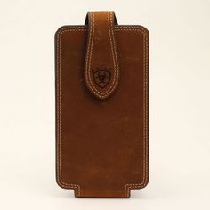 a brown leather case for a cell phone on a white background with clippings