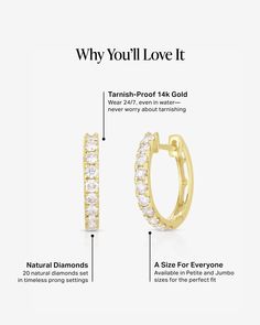 Diamond huggie earrings 14k solid gold 14 round, natural diamonds Total carat weight: approximately 0.30 per pair Color: I-J Dimensions: approximately 1.8 mm Outer diameter: 10.5 mm Width: 2 mm Snap post closure Sold as a pair 14k Gold Huggie Diamond Earrings With Single Cut Diamonds, 14k Gold Huggie Diamond Earrings, Diamond Accented Huggie Earrings, Huggie Earrings With Diamond Accents, Yellow Gold Diamond Accents Huggie Earrings, Everyday Yellow Gold Diamond Huggie Earrings, Fine Jewelry 14k Gold Diamond White Huggie Earrings, 14k Gold Fine Jewelry Huggie Earrings, 14k Gold Diamond White Huggie Earrings