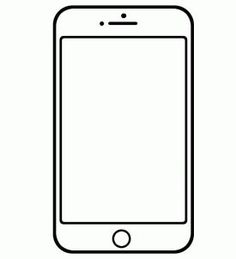 a line drawing of a cell phone with a blank screen on the front and side