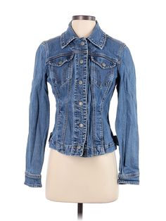 DressBarn Denim Jacket Size: Small Blue Jackets & Outerwear - used. 99% Cotton, 1% Spandex, | DressBarn Denim Jacket: Blue Jackets & Outerwear - Used - Size Small Fitted Long Sleeve Denim Jacket In Medium Wash, Stretch Medium Wash Long Sleeve Outerwear, Medium Wash Stretch Denim Jacket With Long Sleeves, Fitted Medium Wash Denim Jacket For Winter, Blue Denim Jacket, Blue Jacket, Outerwear Jackets, Blue Denim, Denim Jacket