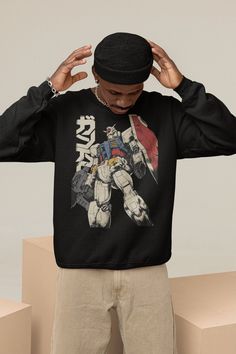 Unisex, Gundam Sweater, 90s Anime Shirt, Vintage Shirt, Robot Anime Lovers, Anime shirt, Japanese Manga Shirt, Retro Gundam Anime Sweatshirt Ideal for any situation, a unisex heavy blend crewneck sweatshirt is pure comfort. These garments are made from polyester and cotton. This combination helps designs come out looking fresh and beautiful. The collar is ribbed knit, so it retains its shape even after washing. There are no itchy side seams on these sweaters.  .: 50% cotton, 50% polyester .: Med Long Sleeve Shirt With Character Print For Streetwear, Pop Culture Anime Print Crew Neck Shirt, Pop Culture Anime Print Crew Neck Tops, Harajuku Style Crew Neck Shirt For Streetwear, Crew Neck Shirt With Cartoon Print For Streetwear, Retro Anime Print Tops For Fan Merchandise, Retro Anime Print Tops For Fans, Retro Anime Print Tops For Streetwear, 90s Anime Print Crew Neck Top