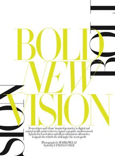 an image of a poster with the words bold new vision in black and yellow on it