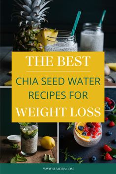 Collage showcasing three different chia seed water recipes, featuring a variety of flavors and ingredients, beautifully presented in individual glasses. Chia Drinks Healthy, How To Reduce Weight With Chia Seeds, Chia Seed Diet Plan 21 Days, Chia Seed Drink Recipes Water, Chia Seed Juice Recipe, How To Eat Chia Seeds Ideas, Loss Weight With Chia Seeds