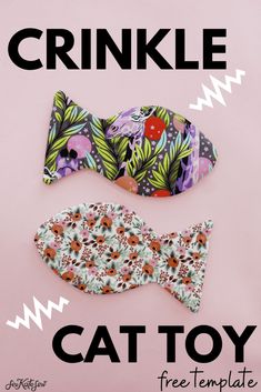 two bow ties on top of each other with the words, crinkle cat toy free template