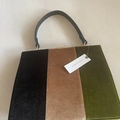 Anthropologie, Black, Tan, And Green Tote Elegant Green Bags For Fall, Chic Multicolor Fall Bags, Modern Brown Bag For Parties, Modern Brown Party Bag, Brown Evening Bag For Fall, Brown Evening Bags For Fall, Chic Brown Satchel For Party, Brown Evening Satchel For Fall, Rectangular Shoulder Bag For Fall Party