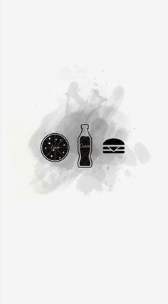 an image of food and drink icons on a white background with watercolor splashes