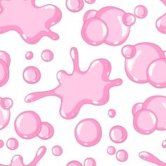 pink bubbles are floating in the air on a white background, as if they were liquid