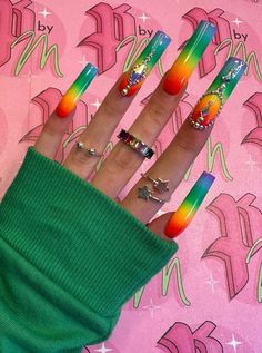 RAINBOW BLING PRIDE Set | Luxury Press On Nails | Handpainted Nails | Glue On Nails | Press On Nails | Pride Nails | Rainbow Nails#Nail #nailcolor #nailpolish Lgbtq Nails, Photoshoot Nails, Red Nail Art Designs, Pink Nail Art Designs, Luxury Press On Nails, Red Nail Art, Cute Acrylic Nail Designs