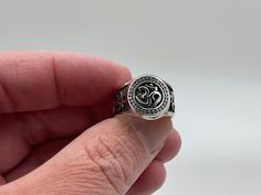 925 Sterling Silver OM Ring // Size 8, 9, 10, 11 Finish: oxidized Weight: 8.5 grams Length: 15mm Nickel Free Silver Hallmark 925 Silver Spiritual Rings For Everyday Wear, Spiritual Oxidized Finish Rings, Class Ring, Hallmark, Etsy Gifts, Ring Size, Handmade Items, 925 Sterling Silver, Band