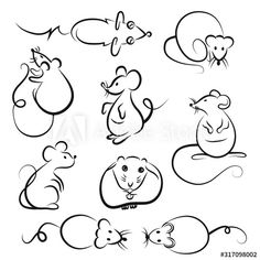 cartoon mouses with different expressions