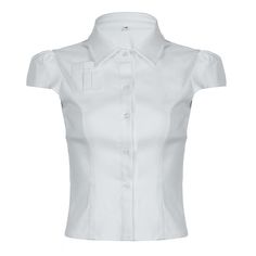 Product Type: Shirts Style: Sexy Fit: Slim Fabric: Polyester Pattern: Stripe Element: Button Top Length: Short Neckline: V-Neck Sleeve Type: Regular Sleeve Length: Short Sleeve Main Composition: Polyester Season: Summer White Summer Shirt, Shirts Style, Shirt Female, Button Top, Puff Sleeve Top, Polo Collar, Shorts With Pockets, Blouse Top, Preppy Style