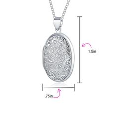 For a simply beautiful look, our .925 Sterling Silver flower locket is classic and elegant. Picture lockets make perfect gifts for any special person. Personalize it with two photos she will love. The photo locket measures approximately an inch and a half, including the shiny bail. It is lightweight and sensational for keeping treasured keepsakes close to her heart. Order one today and surprise someone special on your gift list. Sterling Silver Locket Necklace, Engraved Locket, Silver Locket Necklace, Sunflower Photo, Picture Locket, Sterling Silver Locket, Oval Locket, Sterling Necklaces, Photo Locket