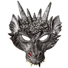 This form fitting dragon mask in Silver Sentinel is perfect for theatrical productions, theme parties, Game of Thrones watch parties, school plays and projects, Halloween, cosplay and more! Made of very soft, lightweight and comfortable manufactured rubber latex and polyurethane foam and has a strap that cradles the head for a comfortable fit. One size fits most Adults & Teens. Easy to wear and easy to eat or drink with mask on. Attach with 1/2 inch elastic strap around the back of your head. Ot Silver Fantasy Masks And Prosthetics For Halloween, Silver Gothic Masks For Halloween, Dragon Masquerade Mask, Silver Fantasy Mask For Carnival, Silver Fantasy Costume Mask, Dragon Mask, School Play, Silver Dragon, Watch Party