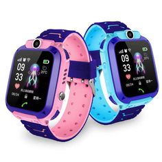 two children's smart watches are shown side by side