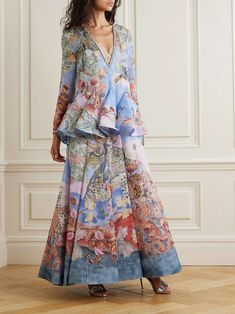 ZIMMERMANN Illustration crystal-embellished lace-trimmed floral-print linen and silk-blend maxi dress | NET-A-PORTER Zimmerman 2024, Exclusive Dress, Printed Linen, Clothes Collection, Everyday Wardrobe, Beach Dresses, Floral Maxi, Mini Dress Party, Floral Maxi Dress