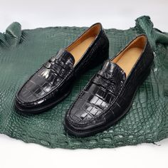 Genuine Leather Men's Shoes Black Alligator Slip-On Loafer Men Shoes Size 7-11US #901 * The shoes are made of genuine leather. This leather is ethically sourced from special farms. Its country of origin is Vietnam. We do not use leather from wild nature.  > Fit: they come in true size, so just take your normal size; > Shoe Width: standard; > Every element is hand-selected for high-quality products that exceed all your functional and durable requirements. A lightweight construction also helps to Business Moccasins With Crocodile Pattern And Round Toe, Business Crocodile Pattern Moccasins With Round Toe, Business Leather Shoes With Crocodile Pattern And Slip-on Design, Business Leather Shoes With Crocodile Pattern, Classic Crocodile Pattern Slip-on Loafers, Classic Black Oxfords With Crocodile Pattern, Classic Wingtip Loafers With Crocodile Pattern, Classic Moc Toe Dress Shoes With Crocodile Pattern, Black Leather Shoes With Crocodile Pattern For Business