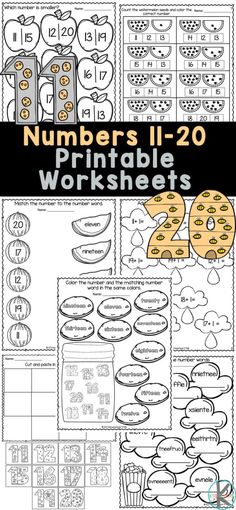 numbers 1 - 20 printable worksheets for preschool