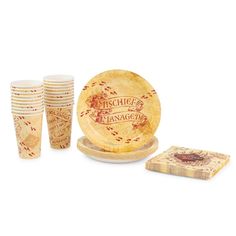 a set of six paper cups and coasters with the words mische del panamero on them