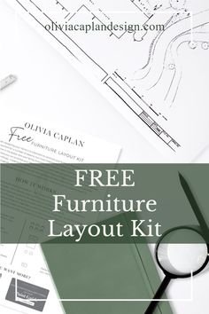 the free furniture layout kit is shown with scissors and other items on top of it