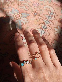 Anuket Opal Ring Rainbow Opal, The Nile, Metallic Foil, Opal Ring, Stacking Ring, Opal Rings, Jewelry Pouch, The Goddess, Stacking Rings