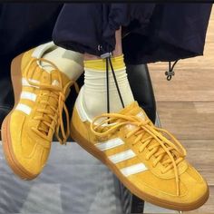 @bacon.sneakers Yellow Trainers, Look Winter, Kd Sneakers, Men's Adidas (men), Yellow Adidas, Pretty Shoes Sneakers