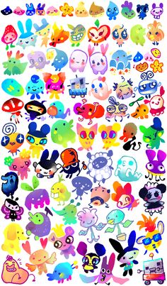 an image of many different colored cartoon characters