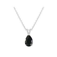 Complement your look with this Alyson Layne Black Onyx Diamond Accent Pendant Necklace. Click on this JEWELRY & WATCHES GUIDE to learn about fit, styles, materials and more! Complement your look with this Alyson Layne Black Onyx Diamond Accent Pendant Necklace. Click on this JEWELRY & WATCHES GUIDE to learn about fit, styles, materials and more! FEATURES Pendant size: 3/4"L x 1/3"W Chain length: 18 in. Chain type: cable Clasp: lobster-claw Metal: sterling silver Plating: rhodium Finish: polished Elegant Black Teardrop Pendant Necklace, Elegant Black Drop Necklace Gift, Formal Black Teardrop Pendant Necklace, Sterling Silver Teardrop Necklace For Evening, Elegant Black Teardrop Pendant Drop Necklace, Elegant Black Teardrop Drop Necklace, Pear Shape, Black Onyx, Lobster Claw