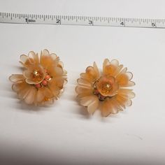 Gold Lucite Cluster Earrings from Delia Lara's Collection - 50's - Fun time Orange Vintage Earrings - Fantastic condition Group picture you see shows other vintage jewelry I have available, If you are interested please message me.  I can show more pictures, give you a good price, and relist. Refunds Available - Information Have a good time shopping. Vintage Gold Flower Clip-on Earrings, Vintage Flower Clip-on Earrings For Wedding, Vintage Flower-shaped Clip-on Earrings, Vintage Clip-on Flower Earrings, Vintage Clip-on Wedding Earrings, Retro Jewelry With Matching Earrings For Vintage Collection, Vintage Clip-on Plug Earrings As Gift, Vintage Plug Earrings For Gift, Vintage Wedding Clip-on Earrings