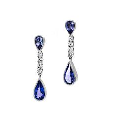 Tanzanite Earrings, Dangling Tanzanite Earrings, Pear Cut Tanzanite Earrings, Purple Tanzanite Earrings W/Push Backs, Diamond And Tanzanite by AviantiJewelry on Etsy Formal Multi-stone Drop Earrings, Formal Multi-stone Teardrop Earrings, Formal Teardrop Multi-stone Earrings, Elegant Tanzanite Earrings With Brilliant Cut, Formal Multi-stone Dangle Earrings, Elegant Tanzanite Dangle Earrings, Fine Jewelry Tanzanite Drop Earrings, Formal Tanzanite Gemstone Earrings, Tanzanite Gemstone Earrings For Formal Occasions