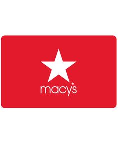 the macy's gift card is red and has a white star on it,