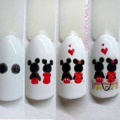 Clear Glitter Nails, Mickey Mouse Nail Art, Nails With, Mickey Mouse Nails, Tape Nail Art, Pop Art Nails, Quick Nail Art, Mickey Nails, Unghie Nail Art