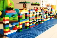 legos are arranged in the shape of letters