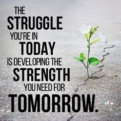 a small plant sprouts out of the ground with a quote about how to struggle in today