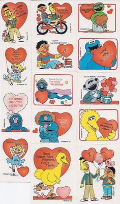 the sesame street valentine stickers are on display