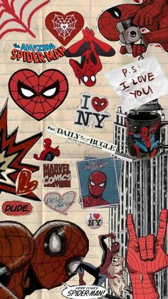 the spiderman stickers are all over the page