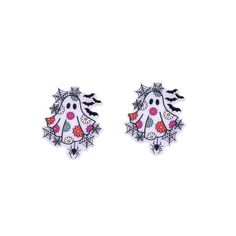 pair of halloween ghost earrings on white background